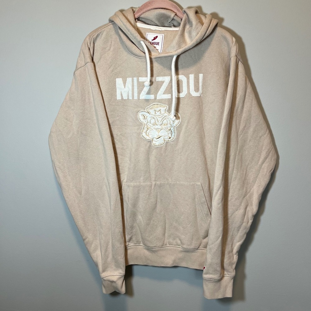 League 91 Mizzou Tigers Hoodie Tan Cream Missouri University Sweatshirt Large